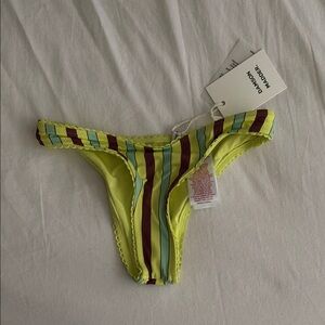 Damson Madder Tropical Stripe Picot Striped Bikini Bottom